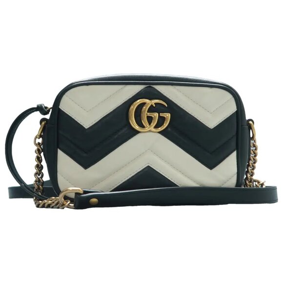Gucci Handbags - 100% Authentic GUCCI  Black&White Leather Shoulder Bag 796-102824
